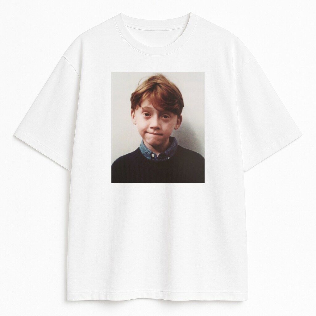 Biała koszulka z portretem młodego Rona Weasleya – T-shirt Harry Potter Little Ron Weasley