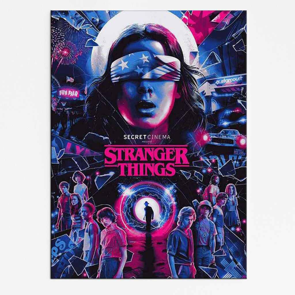 Plakat Stranger Things Dark – eksplozja synthwave'owego klimatu
