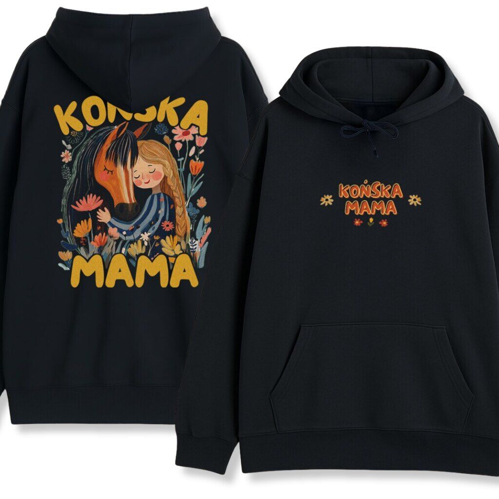 bluza dwustronna z kapturem Końska Mama Brązowy Koń - obrazek 1