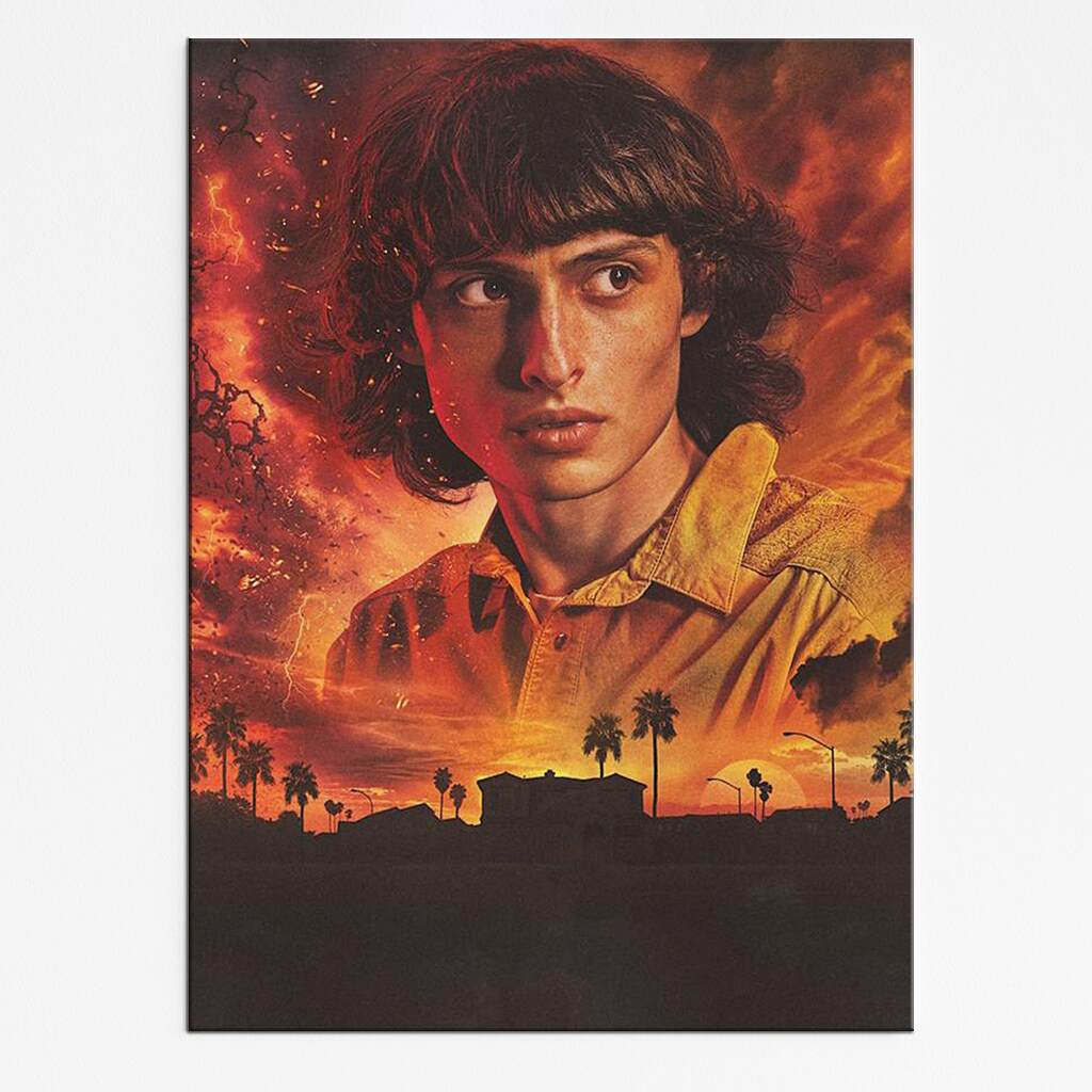 Plakat Stranger Things Mike Wheeler – złocista kolorystyka i dramatyzm