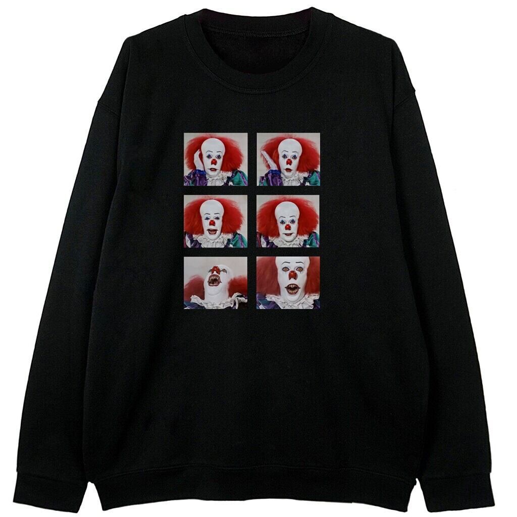 czarna bluza z motywem horroru it na której jest clown pennywise