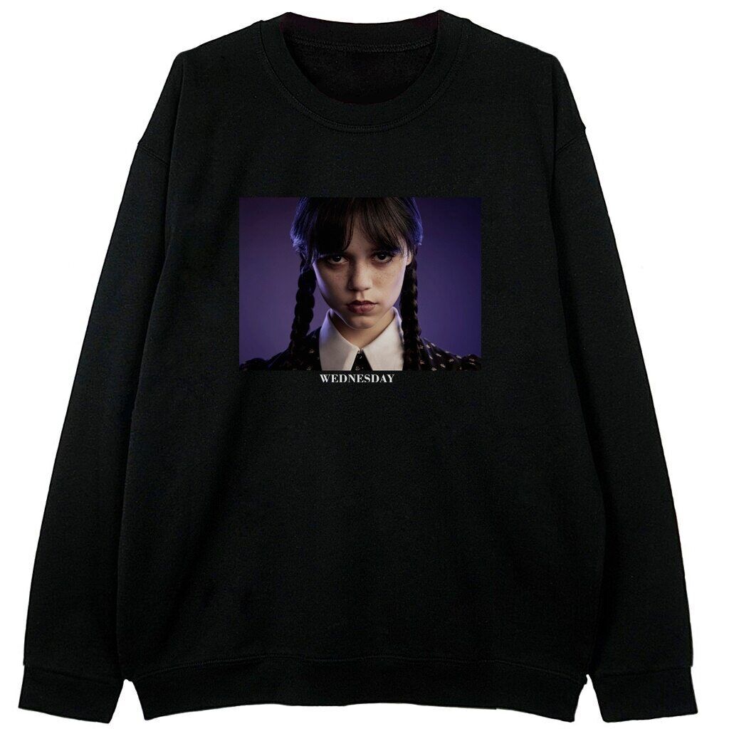 czarna bluza ze zdjęciem wednesday addams