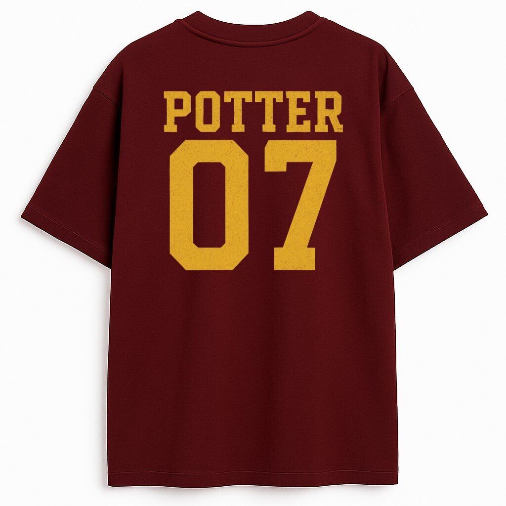 koszulka burgundowa tył potter college 07 quidditch T-shirt Potter 07 Quidditch z napisem w stylu college, burgundowy
