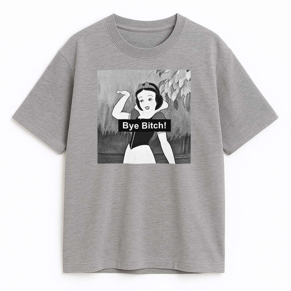 T-shirt Śnieżka Bye – szary kolor szary t-shirt Królewna Śnieżka Bye z zabawnym cytatem