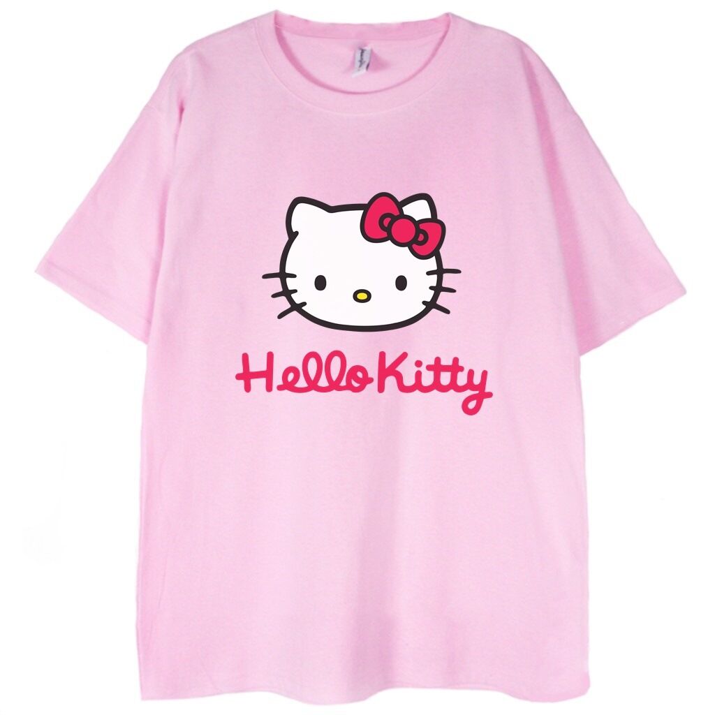 różowa koszulka hello kitty face