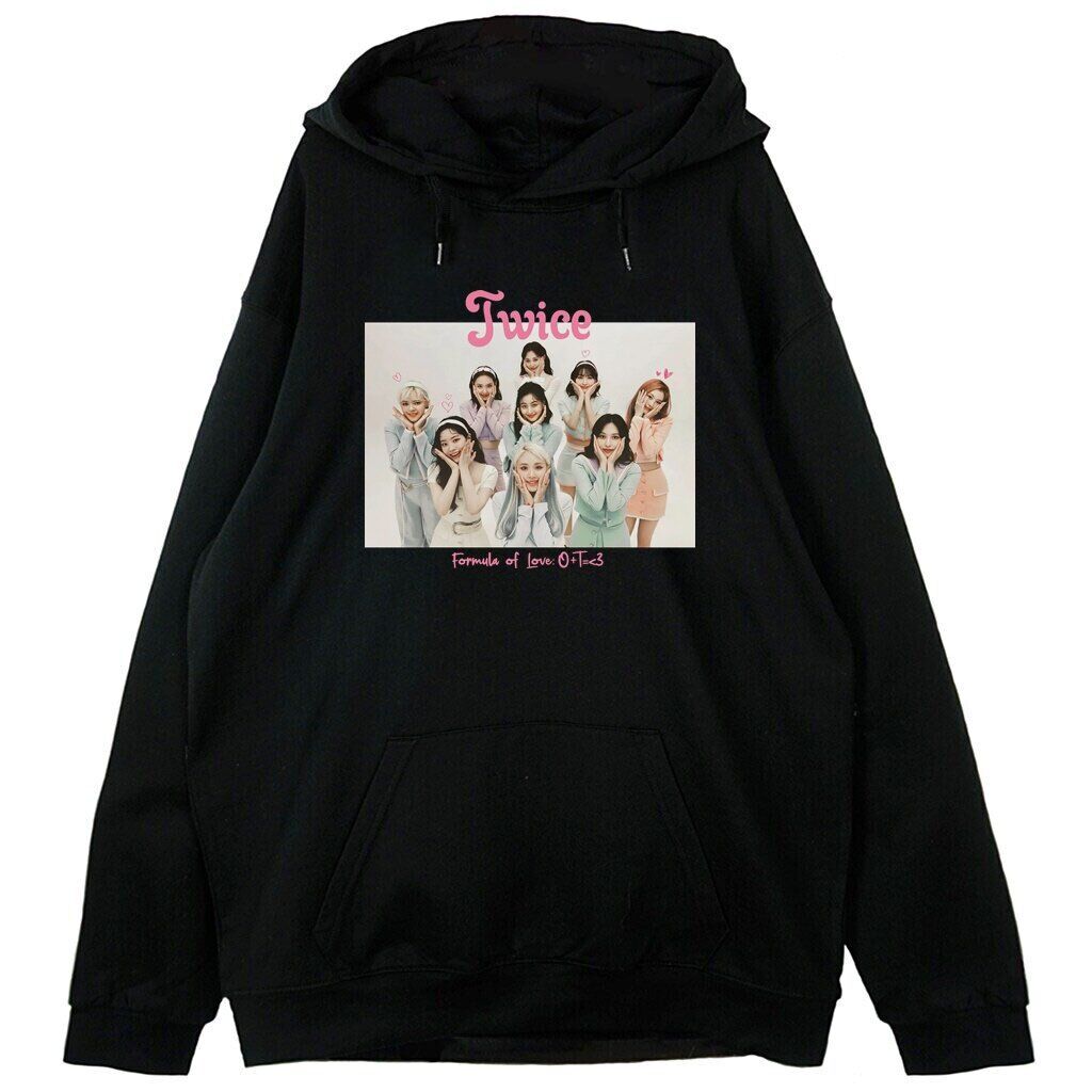 czarna bluza z kapturem twice girls k-pop formula of love bluza z kapturem Twice Formula of Love - obrazek 1