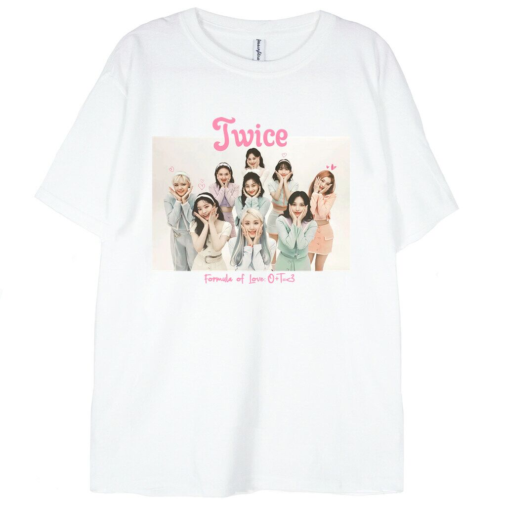 koszulka biała twice formula of love t-shirt k-pop t-shirt biały z grafiką twice formula of love