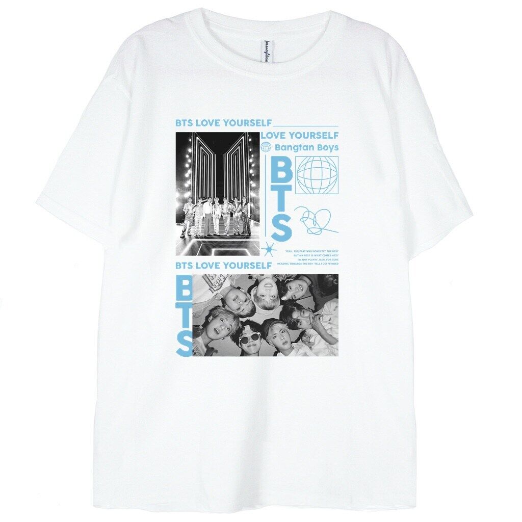 t-shirt biały z nadrukiem bts love yourself