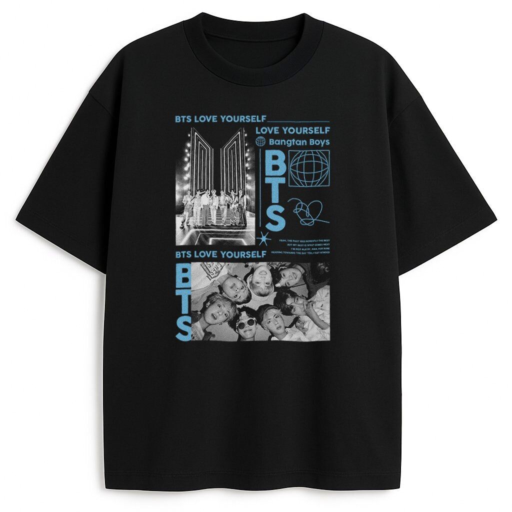 Czarna koszulka unisex z fanowskim nadrukiem K-pop na przodzie