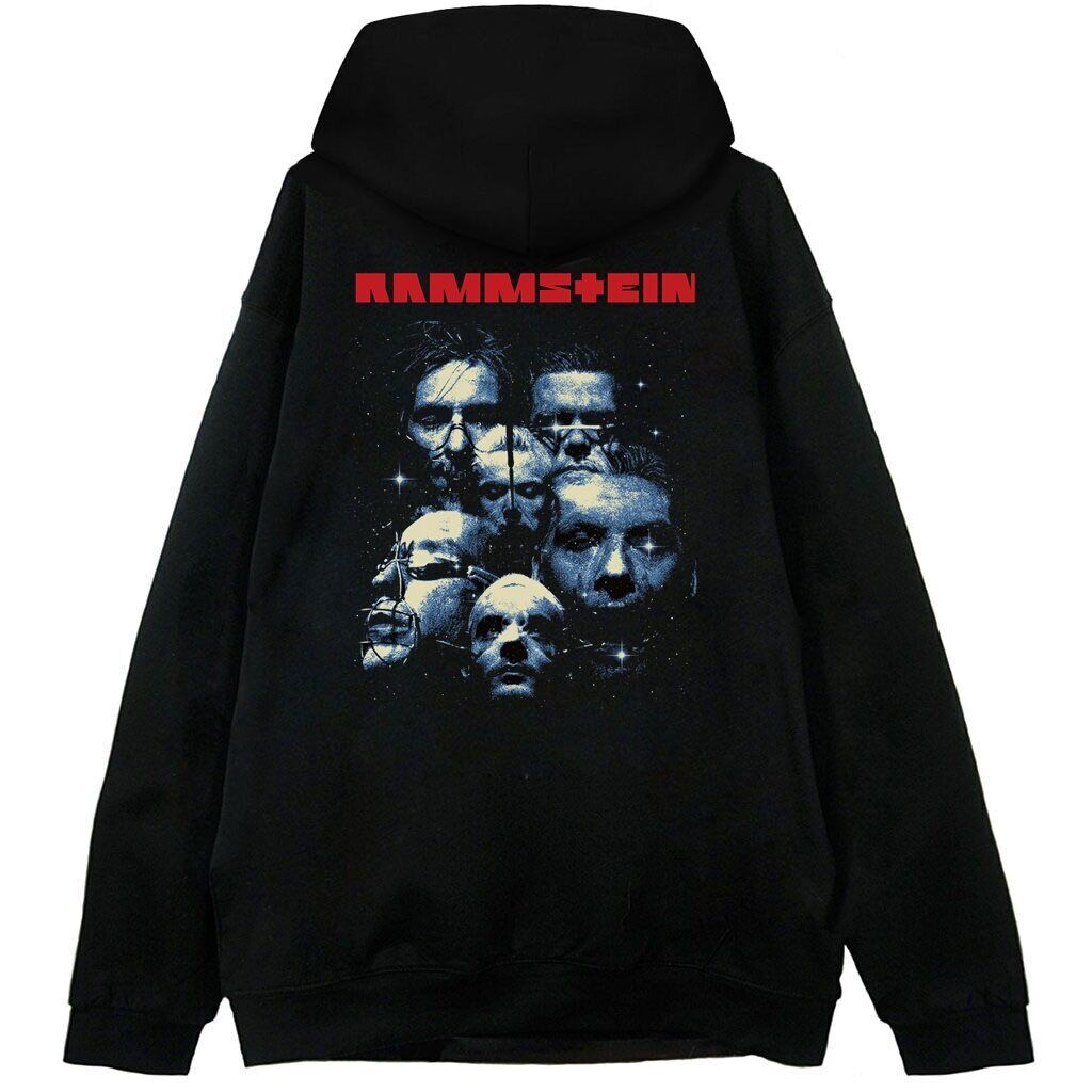 czarna bluza z kapturem rammstein red tył