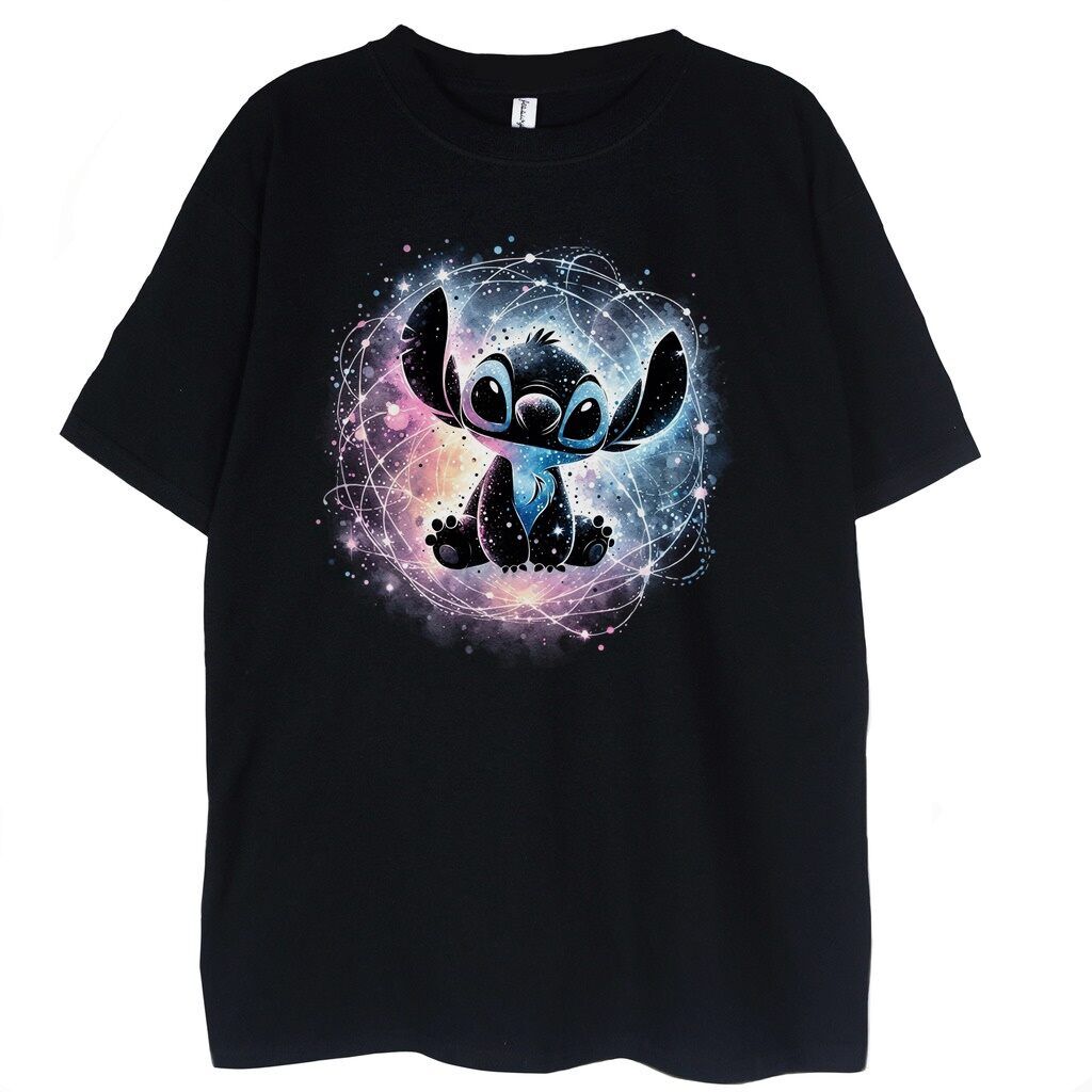 czarna koszulka stich colors