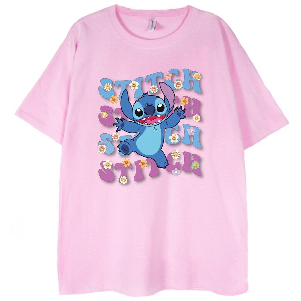 różowa koszulka stich stitch sticz flowers t-shirt Stitch Flowers - obrazek 1