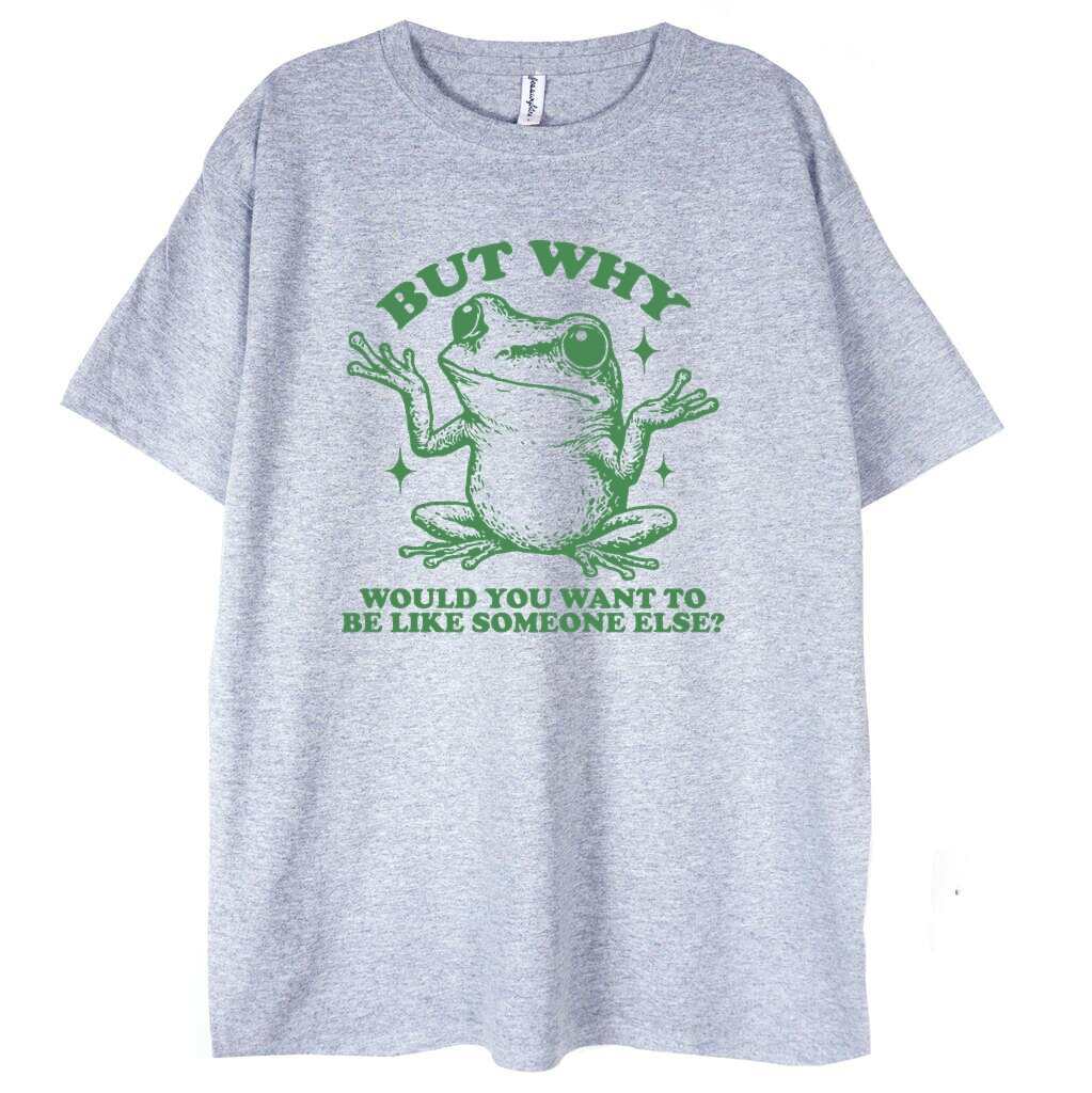 szara koszulka z żabą but why t-shirt Żaba But Why - obrazek 1