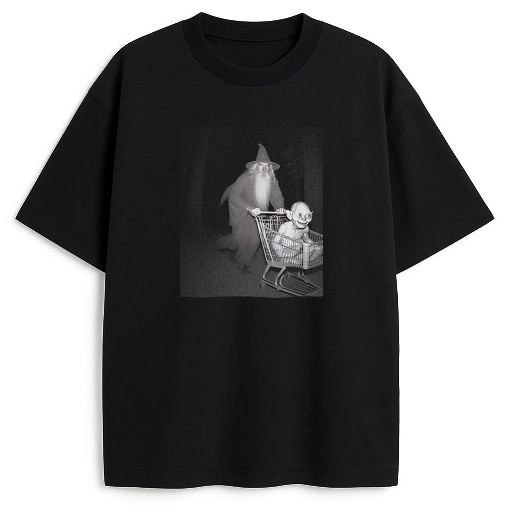 koszulka-czarna-przod-gandalf-gollum-aesthetic t-shirt Gandalf Aesthetic - obrazek 1