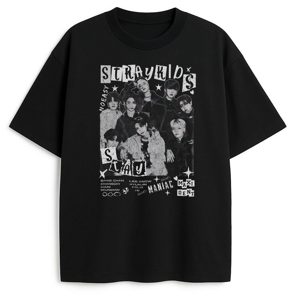 T-shirt Stray Kids Oldschool czarny – retro merch z grafiką STAY