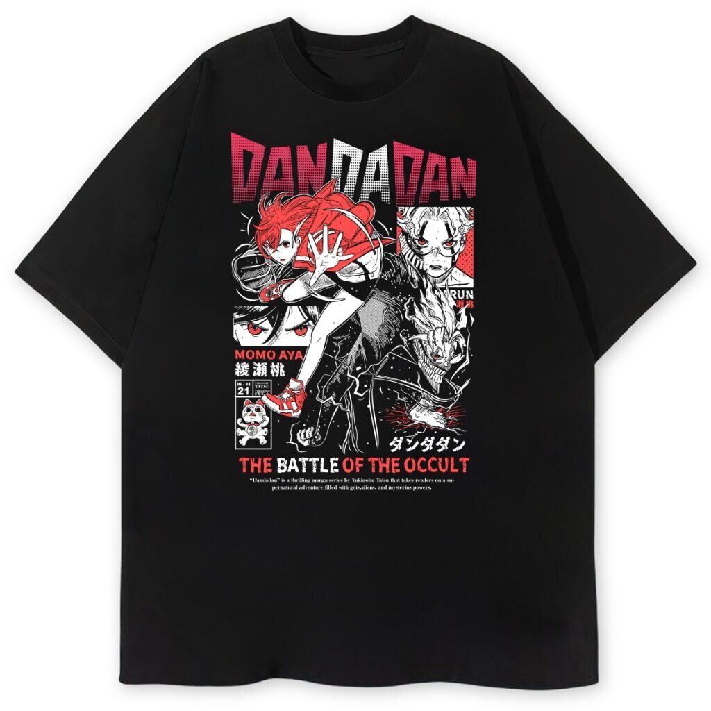 czarny t-shirt przód dandadan manga t-shirt Dandadan Manga - obrazek 1