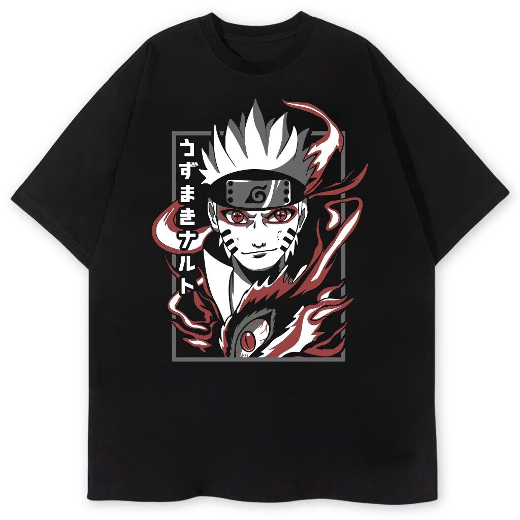 czarny t-shirt przód naruto mood anime t-shirt Naruto Anime Mood - obrazek 1
