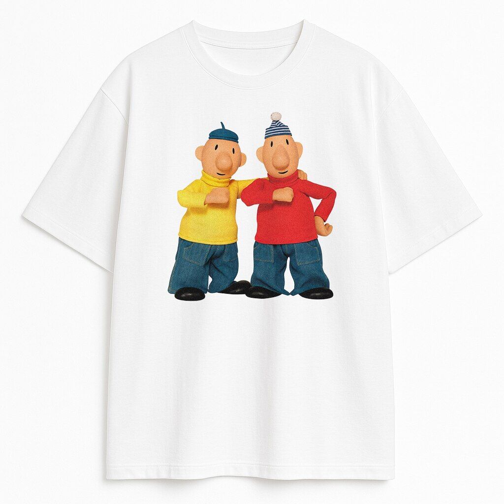 T-shirt Sąsiedzi Pat i Mat biały – kolorowy nadruk postaci