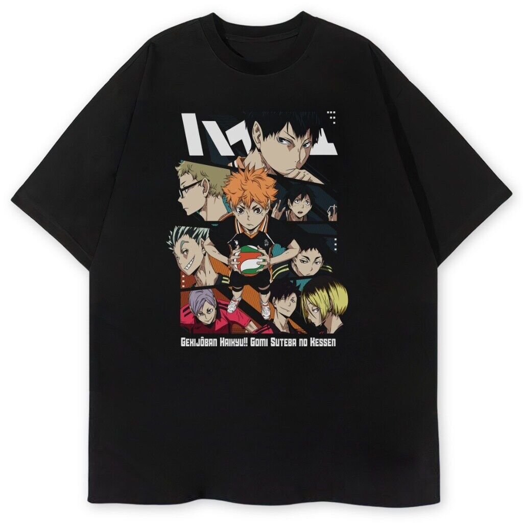 czarny t-shirt przód haikyuu t-shirt Haikyuu - obrazek 1