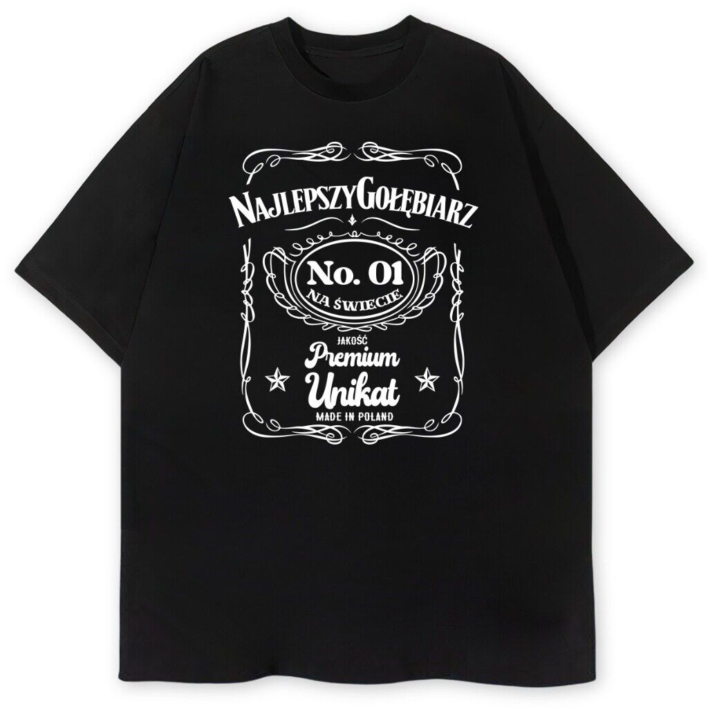 czarna koszulka przód jack daniels najlepszy gołębiarz