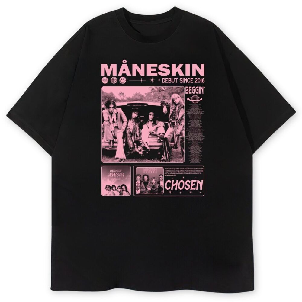 T-shirt Maneskin Zitti e Buoni – rockowy styl przyciąga uwagę!