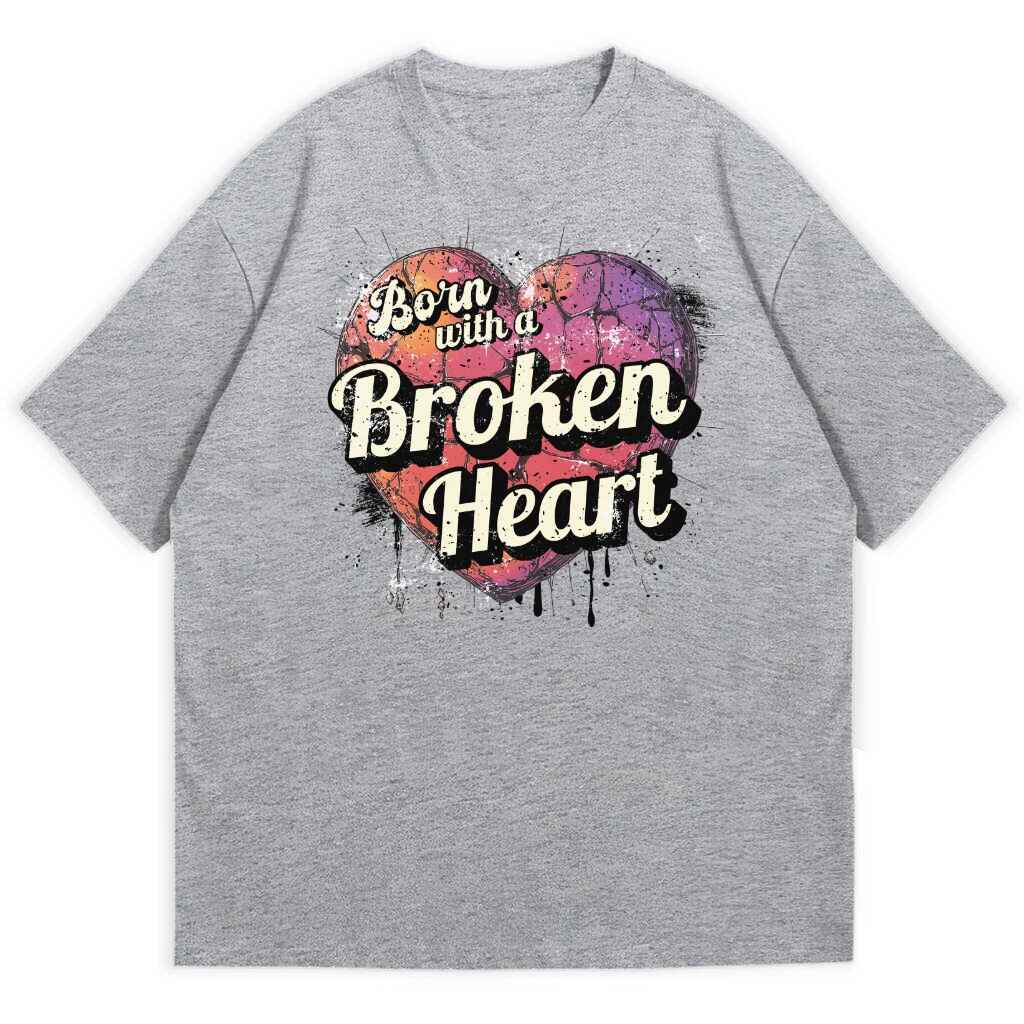 t-shirt szary przód damiano david born with a broken heart t-shirt Damiano David Born With a Broken Heart - obrazek 1