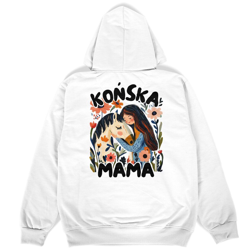 bkuza z kapturem biała tył końska mama biały koń bluza z kapturem tył w kolorze białym końska mama biały koń