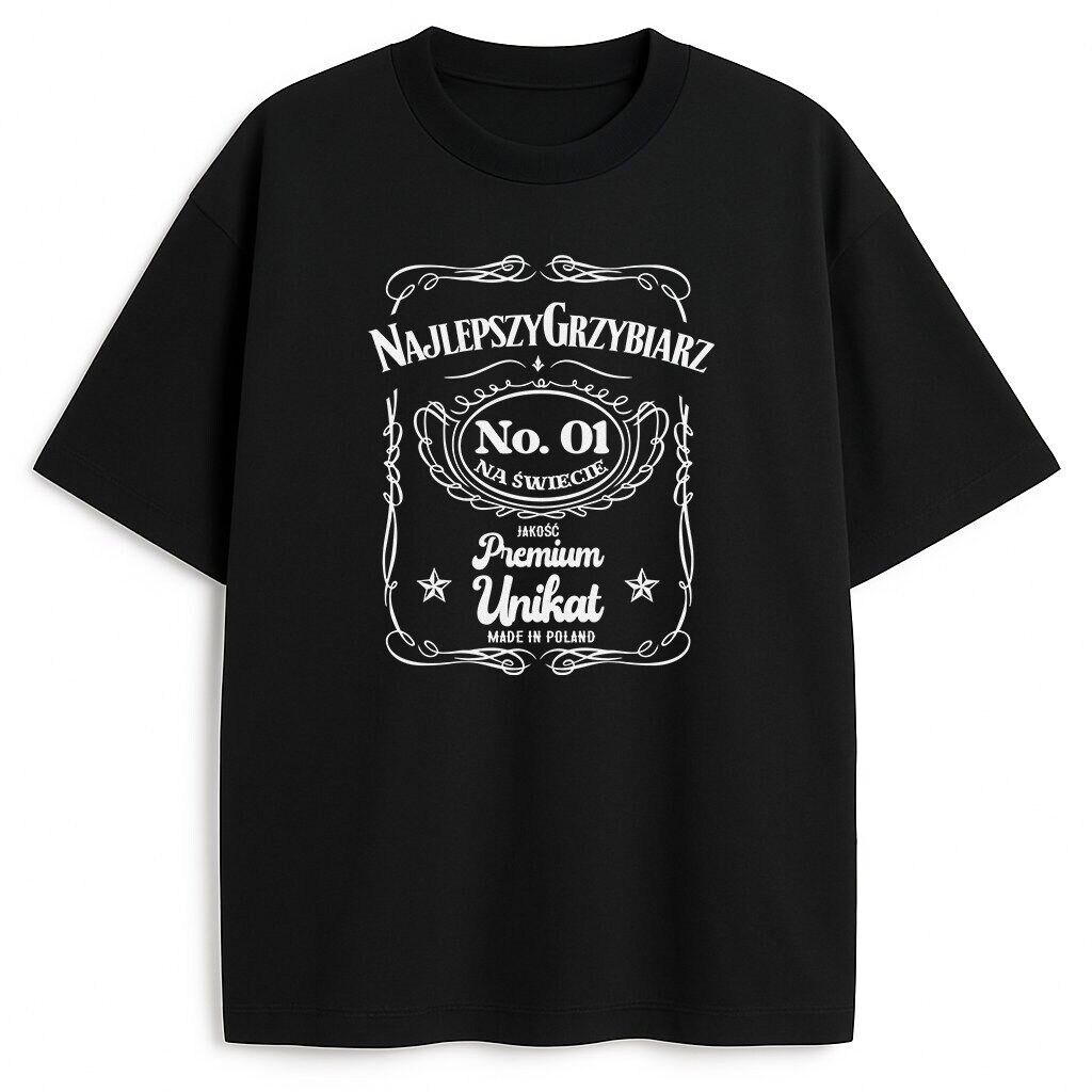 T-shirt Najlepszy Grzybiarz Premium czarny - kontrastowy front