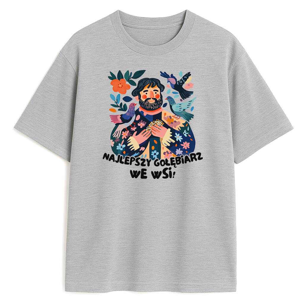 koszulka-szara-przod-najlepszy-golebiarz-we-wsi t-shirt Najlepszy Gołębiarz We Wsi Folk - obrazek 1