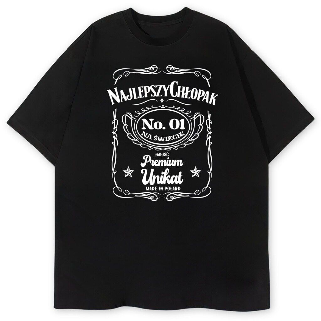 czarny t-shirt przód jack daniels najlepszy chłopak t-shirt Najlepszy Chłopak Premium - obrazek 1