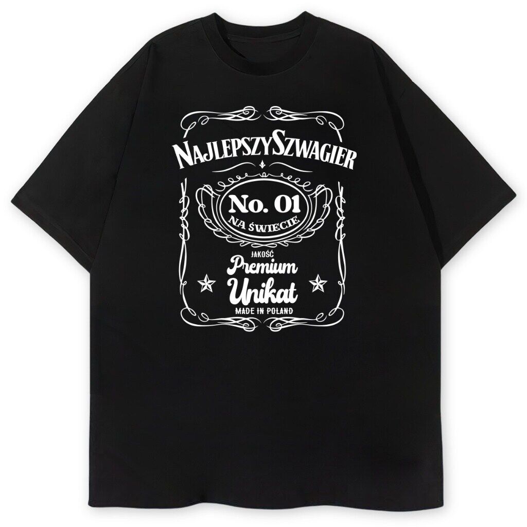 czarny t-shirt przód jack daniels najlepszy szwagier t-shirt Najlepszy Szwagier Premium - obrazek 1