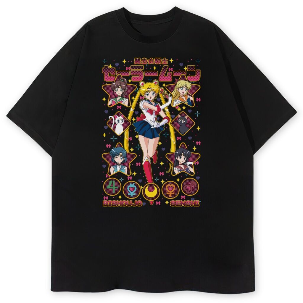 czarny t-shirt przód sailor moon bishoujo senshi t-shirt Sailor Moon Bishoujo Senshi - obrazek 1