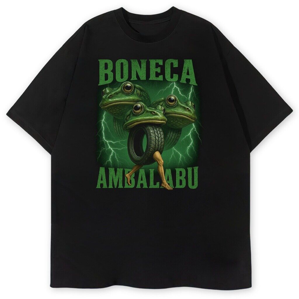 T-shirt Boneca Ambalabu z żabimi głowami i oponami, czarny