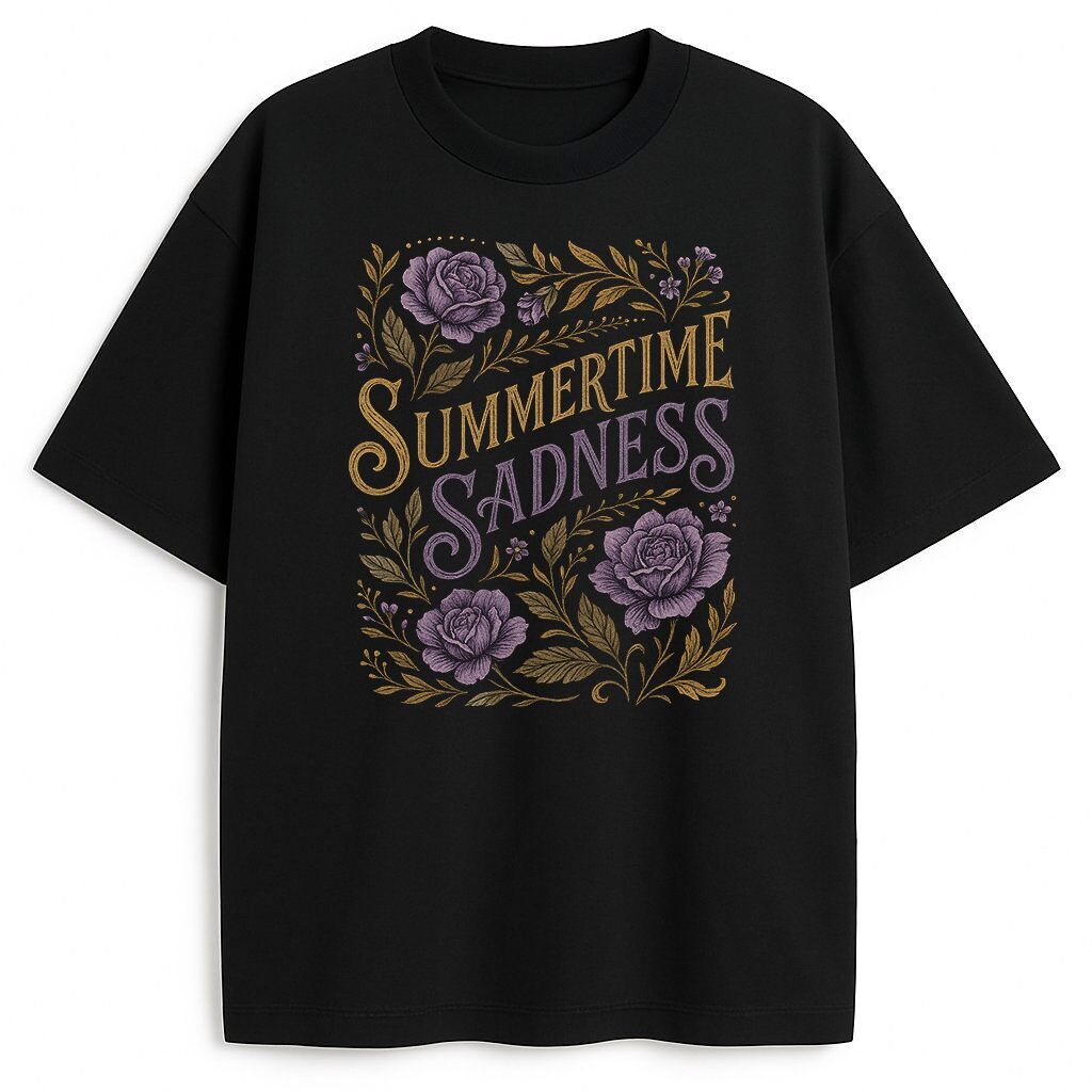 T-shirt Lana Del Rey Summertime Sadness z kwiatową grafiką w stylu aesthetic