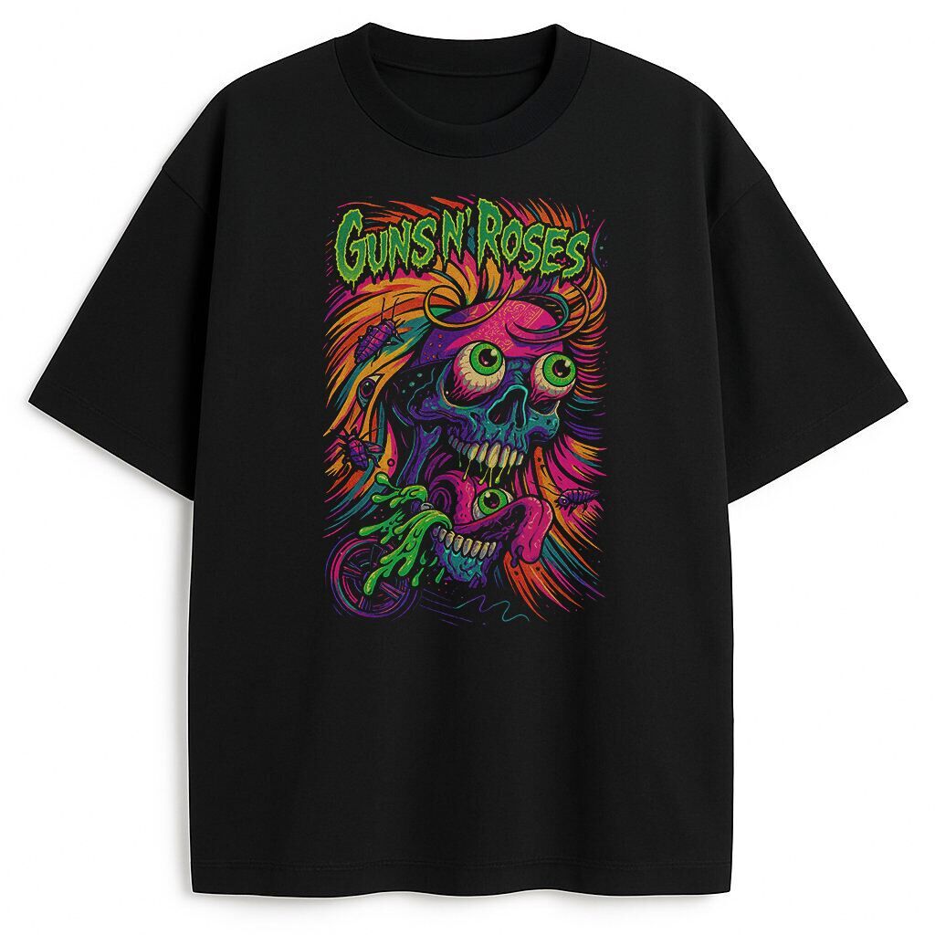 Koszulka Guns N' Roses Psycho – kolorowa grafika z pazurem T-shirt Guns N' Roses Psycho z jaskrawą czaszką