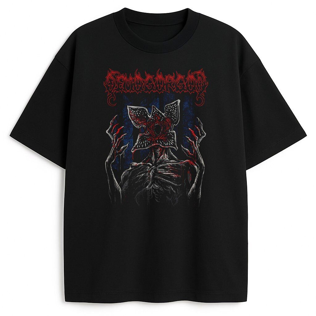 T-shirt Stranger Things Demogorgon – czarna koszulka z mrocznym nadrukiem potwora