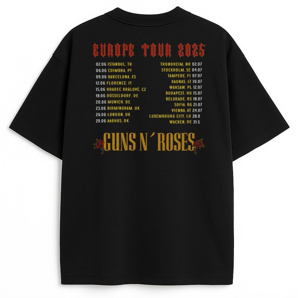 T-shirt Guns N' Roses Europe Tour 2025 – koncertowy merch