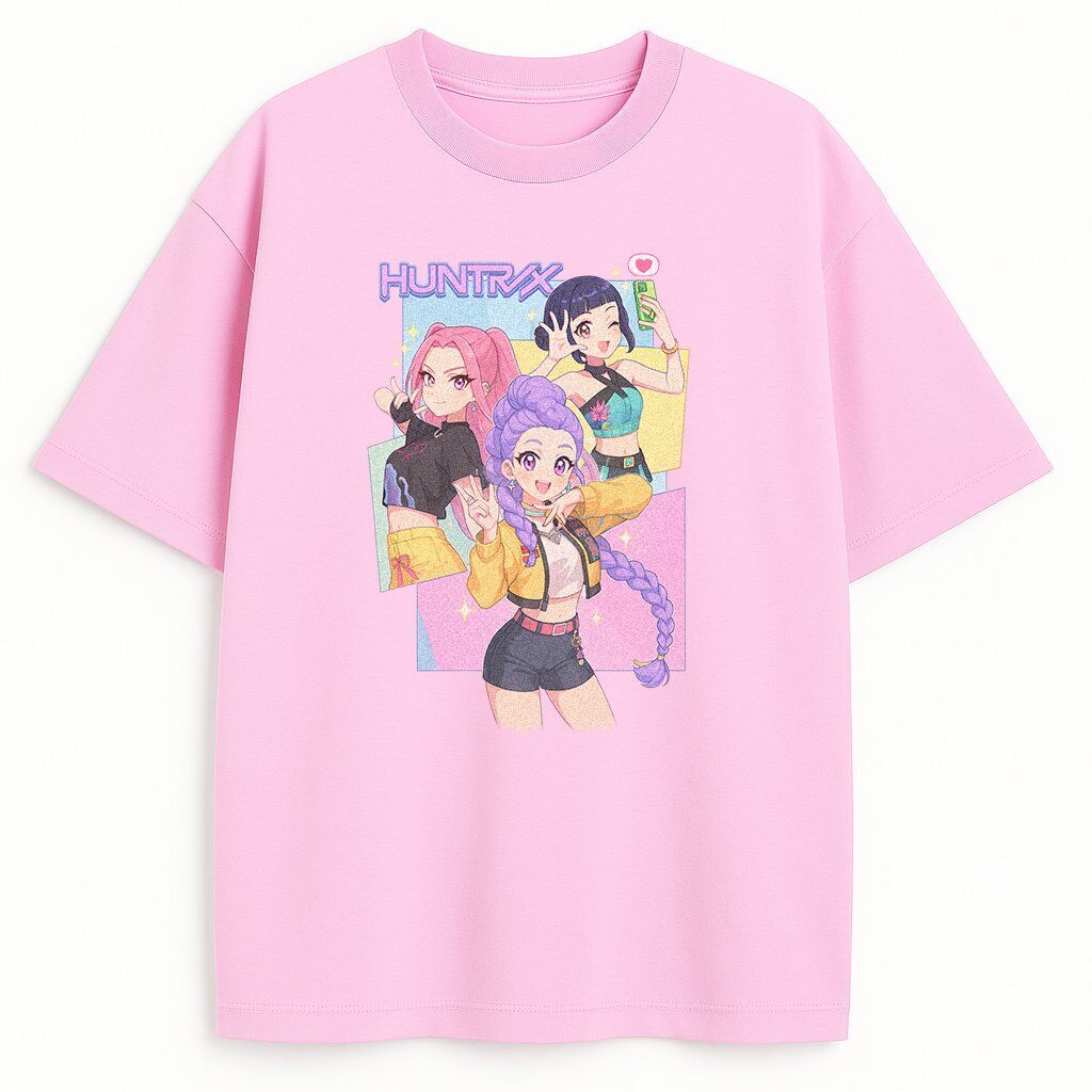 Koszulka Huntrix Anime Pastel różowa – pastelowy T-shirt K-pop