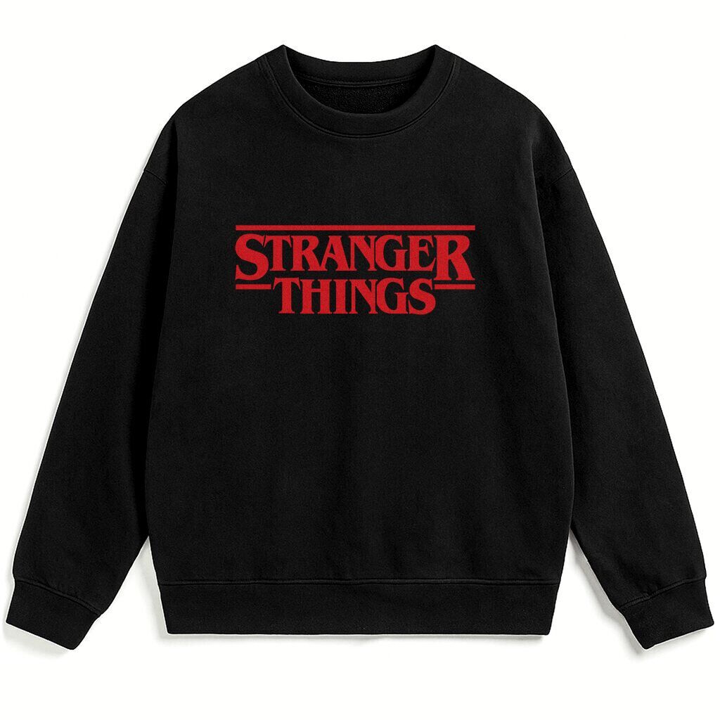 czarna-bluza-z-nadrukiem-przod-STRANGER-THINGS-LOGO bluza Stranger Things Wyprzedaż - obrazek 1