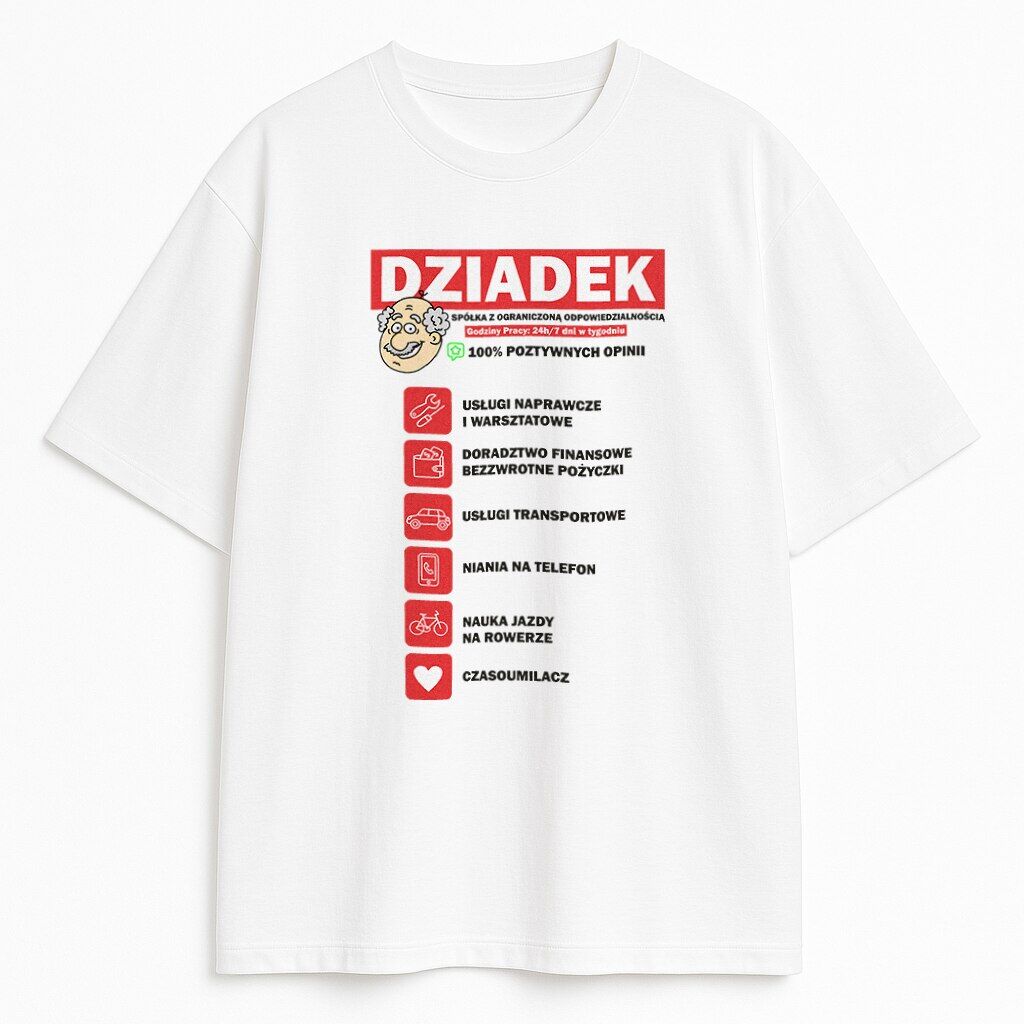 koszulka-biala-przod-dziadek-spolka-zoo t-shirt Dziadek Spółka ZOO - obrazek 1