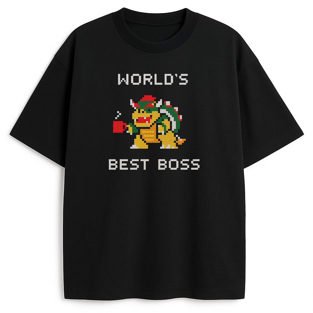 koszulka-czarna-przod-super-mario-bros-worlds-best-boss-bowser t-shirt Bowser Best Boss - obrazek 1