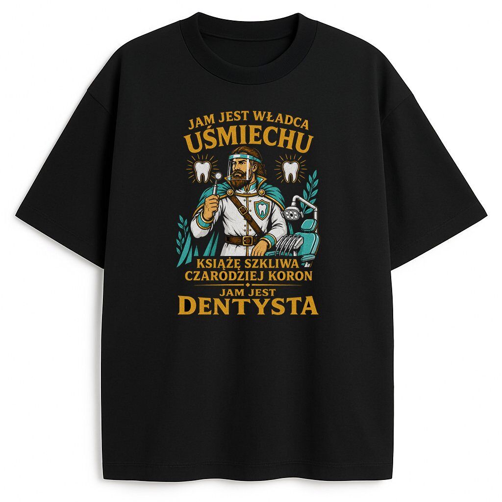 koszulka-czarna-przod-jam-jest-dentysta t-shirt Jam Jest Dentysta - obrazek 1