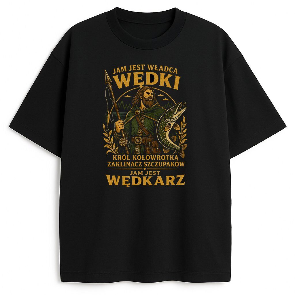 koszulka-czarna-przod-jam-jest-wedkarz t-shirt Jam Jest Wędkarz - obrazek 1