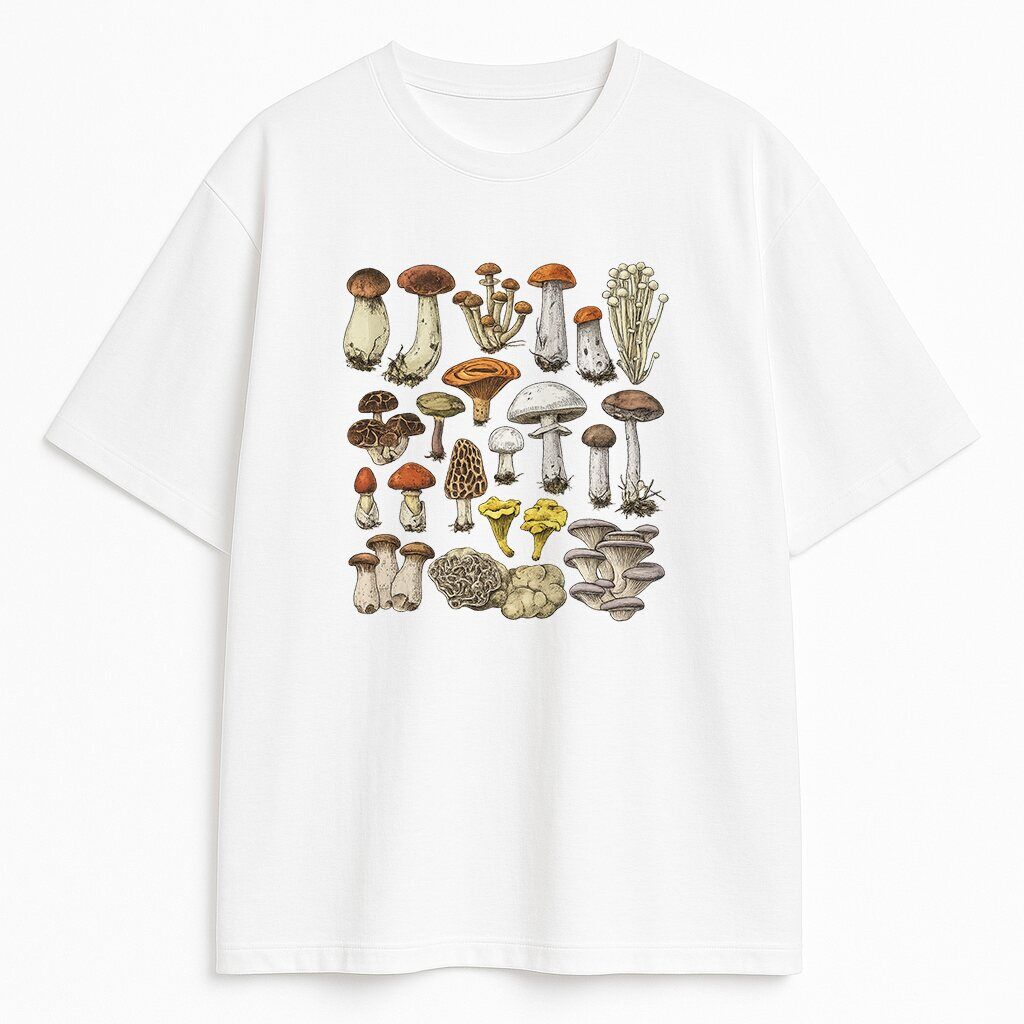 koszulka-biala-przod-grzyby-rycina t-shirt Grzyby Rycina - obrazek 1
