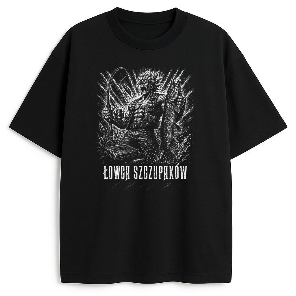 koszulka-czarna-przod-lowca-szczupakow t-shirt Łowca Szczupaków - obrazek 1