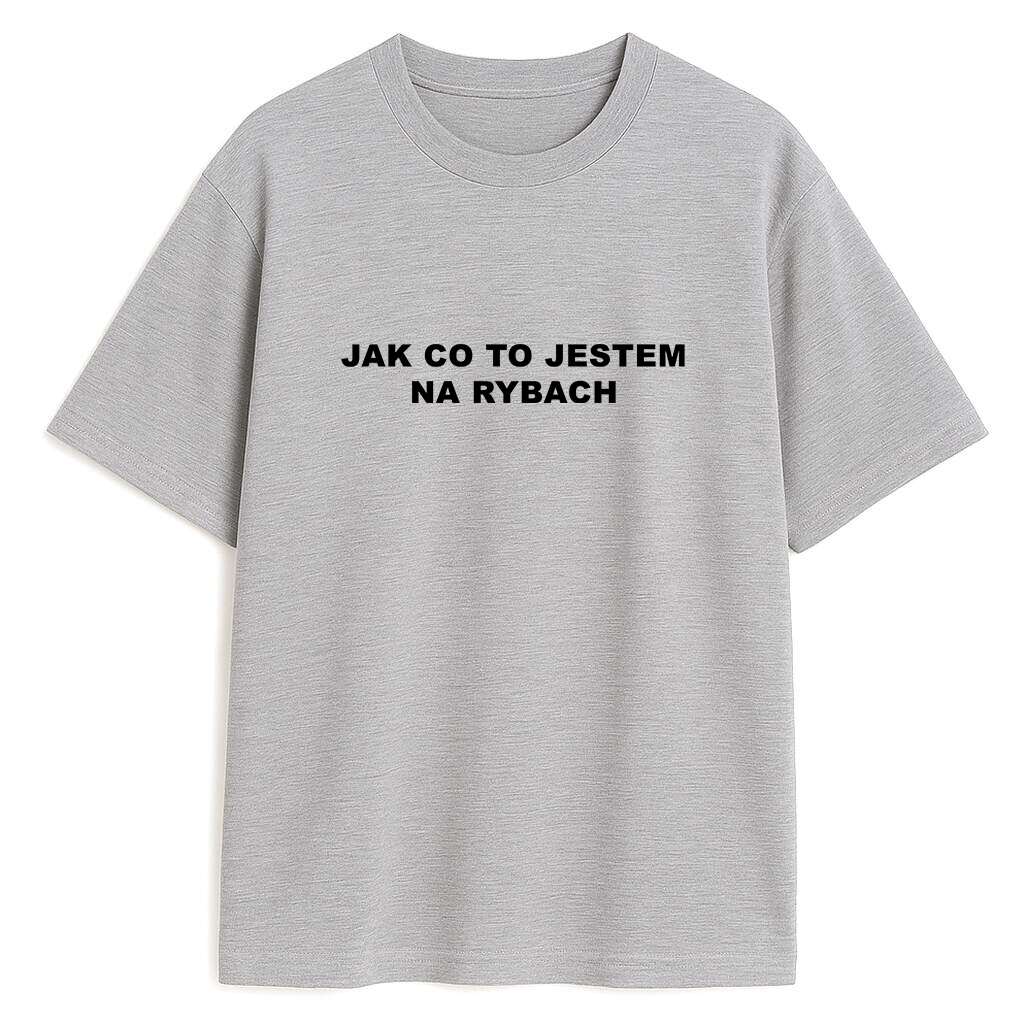 koszulka-szara-przod-jak-co-to-jestem-na-rybach T-shirt Jak Co To Jestem Na Rybach - obrazek 1
